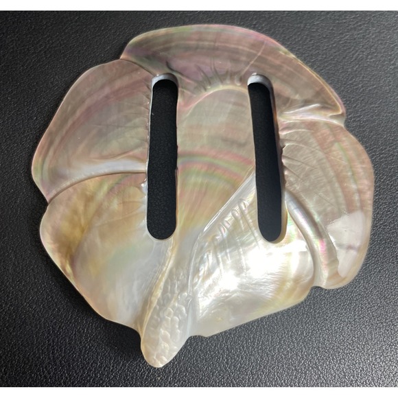 Accessories - Large Carved Shell Belt Buckle Hand Made 3.75" Coastal Boho Summer
